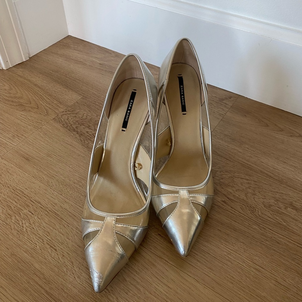 Zara Basic Silver Heels - image 1